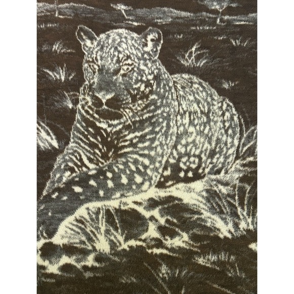 Vintage Ibena Relax Dolan Leopard Blanket Reversible Brown West Germany Rare - Picture 8 of 13